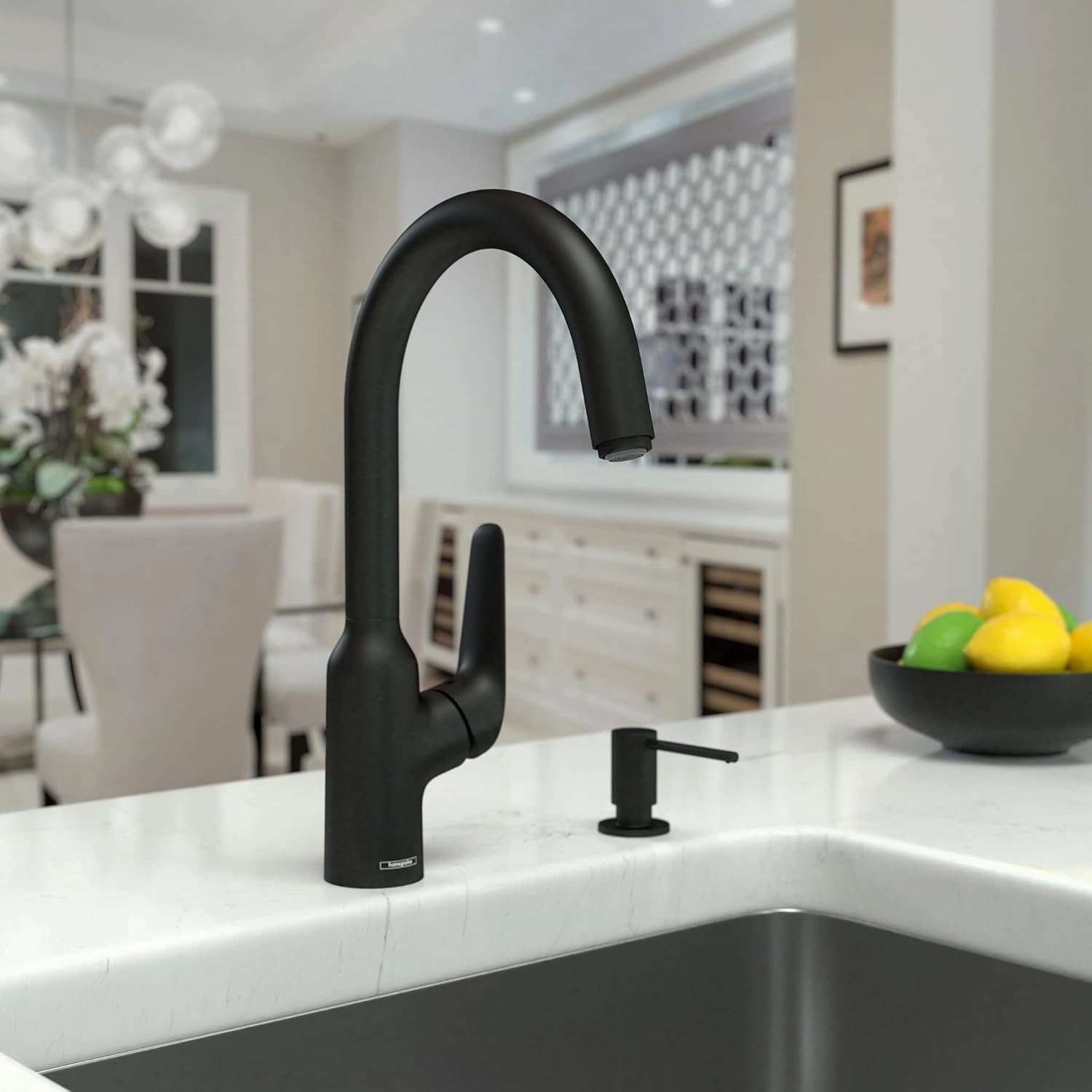 hansgrohe 71802671 Focus N 14-inch Tall 1-Handle Matte Black Drain Sold Separately Bar Faucet