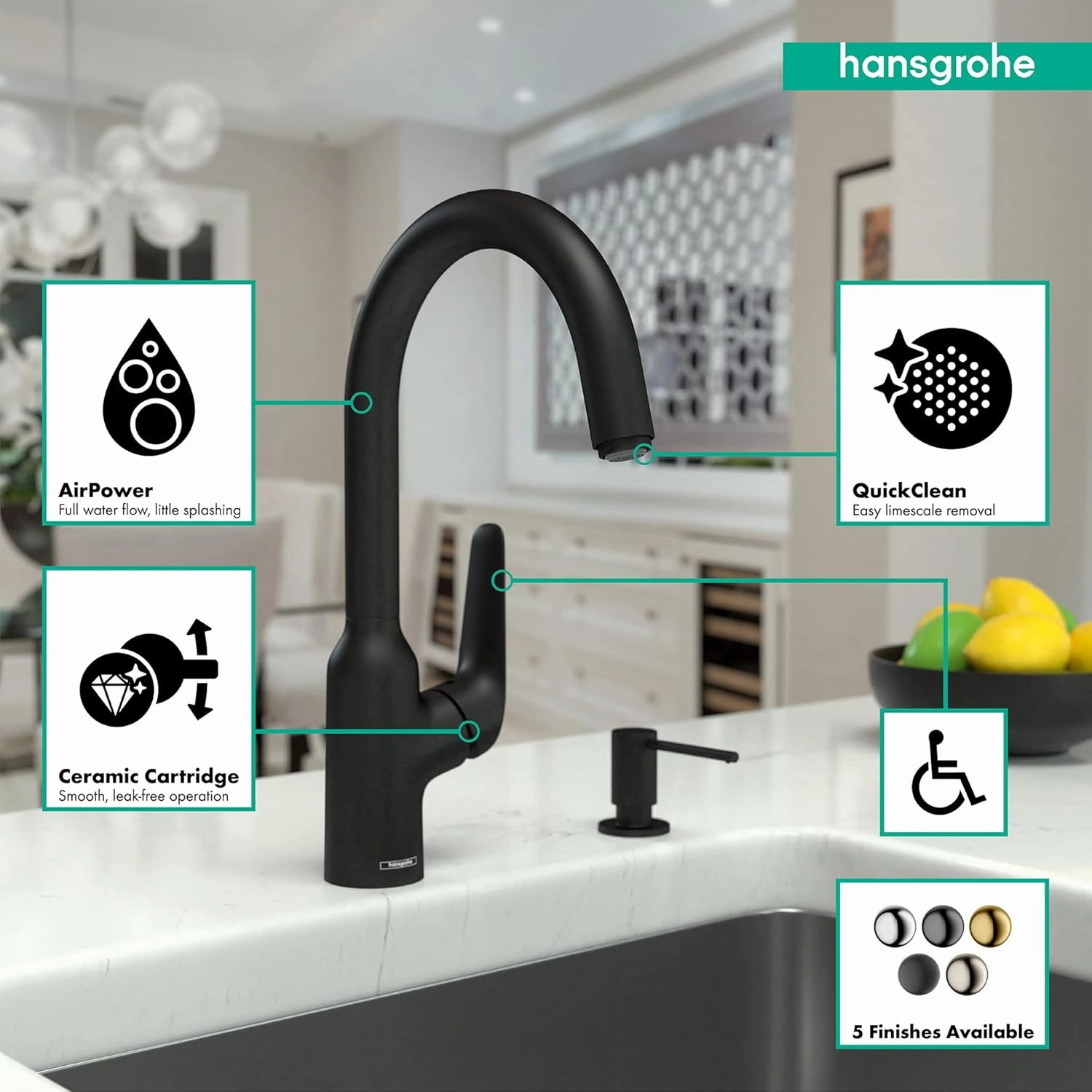 hansgrohe 71802671 Focus N 14-inch Tall 1-Handle Matte Black Drain Sold Separately Bar Faucet