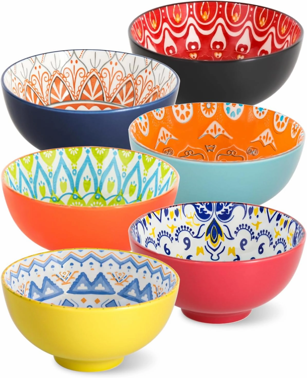 HAPPY KIT 24 oz Cereal Bowls Set, Ceramic Soup Bowls Set of 6 for Kitchen Dishwasher & Microwave Safe,Bowls Set for Cereal Soup Rice Fruit Pasta Salad Oatmeal, Kitchen Decor & Housewarming Gift