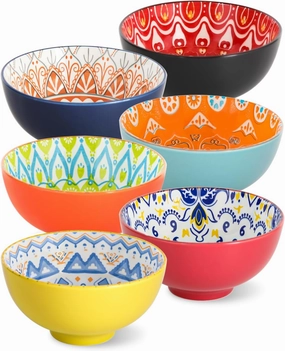 HAPPY KIT 24 oz Cereal Bowls Set, Ceramic Soup Bowls Set of 6 for Kitchen Dishwasher & Microwave Safe,Bowls Set for Cereal Soup Rice Fruit Pasta Salad Oatmeal, Kitchen Decor & Housewarming Gift