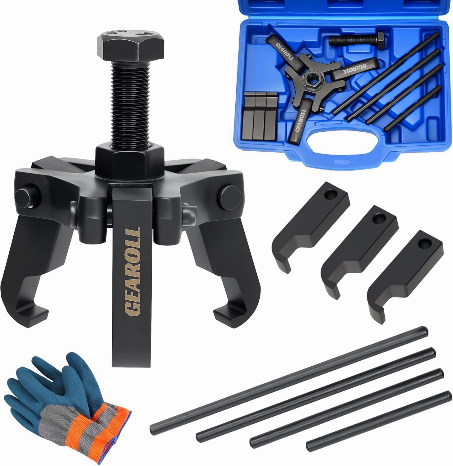Harmonic Balancer Puller Remove Extractor Kit Set, Adjustable 3-Jaw Puller for Removing Harmonic Damper Pulley Compatible with Chevy GM Chrysler ect.