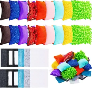 Haull 30 Pcs Sensory Squares Kids Assorted Mini Textured Beanbags Sensory Mats Tactile Pad Toys for Baby Toddler Autistic Preschool Kindergarten Classroom, 2.5 Inch