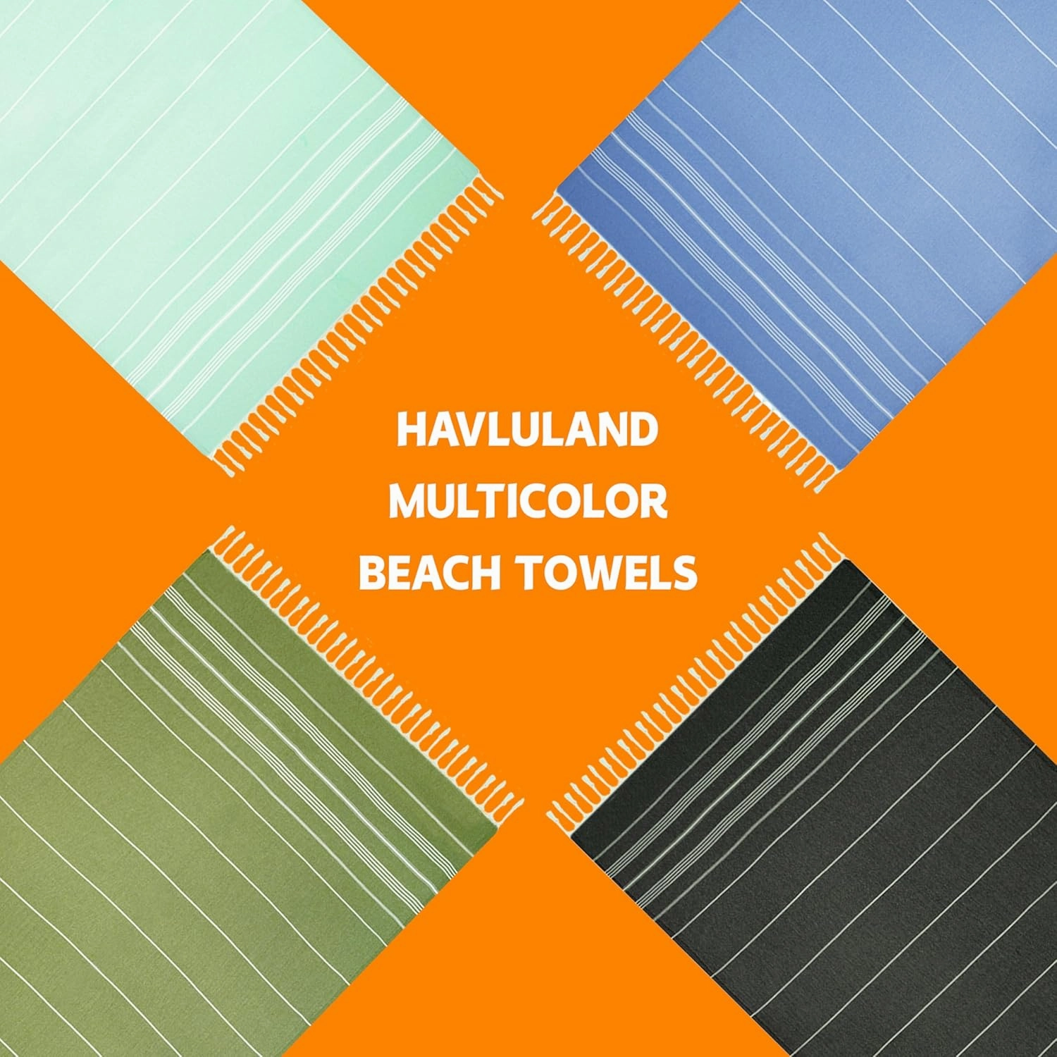 HAVLULAND 6 Packs Oversized Turkish Beach Towels Set Bulk 72"x40" Extra Large Sand Free Quick Dry Swim Bath Camping Pool Towel Travel Blanket Adult Essentials Cruise Accessories Vacation Picnic