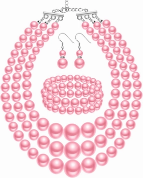 Haysandy 1920s Pearl Necklace for Women Costume Jewelry Set Faux Pearl Necklace Bracelet Earring for Party Wedding Gift