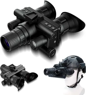 Head Mounted Night Vision Goggles/Binoculars for Adults, 4K Digital Infrared Military Tactical Night Vision Monoculars with 32G Memory Card, 1.28" Dual Round Screen for Camping
