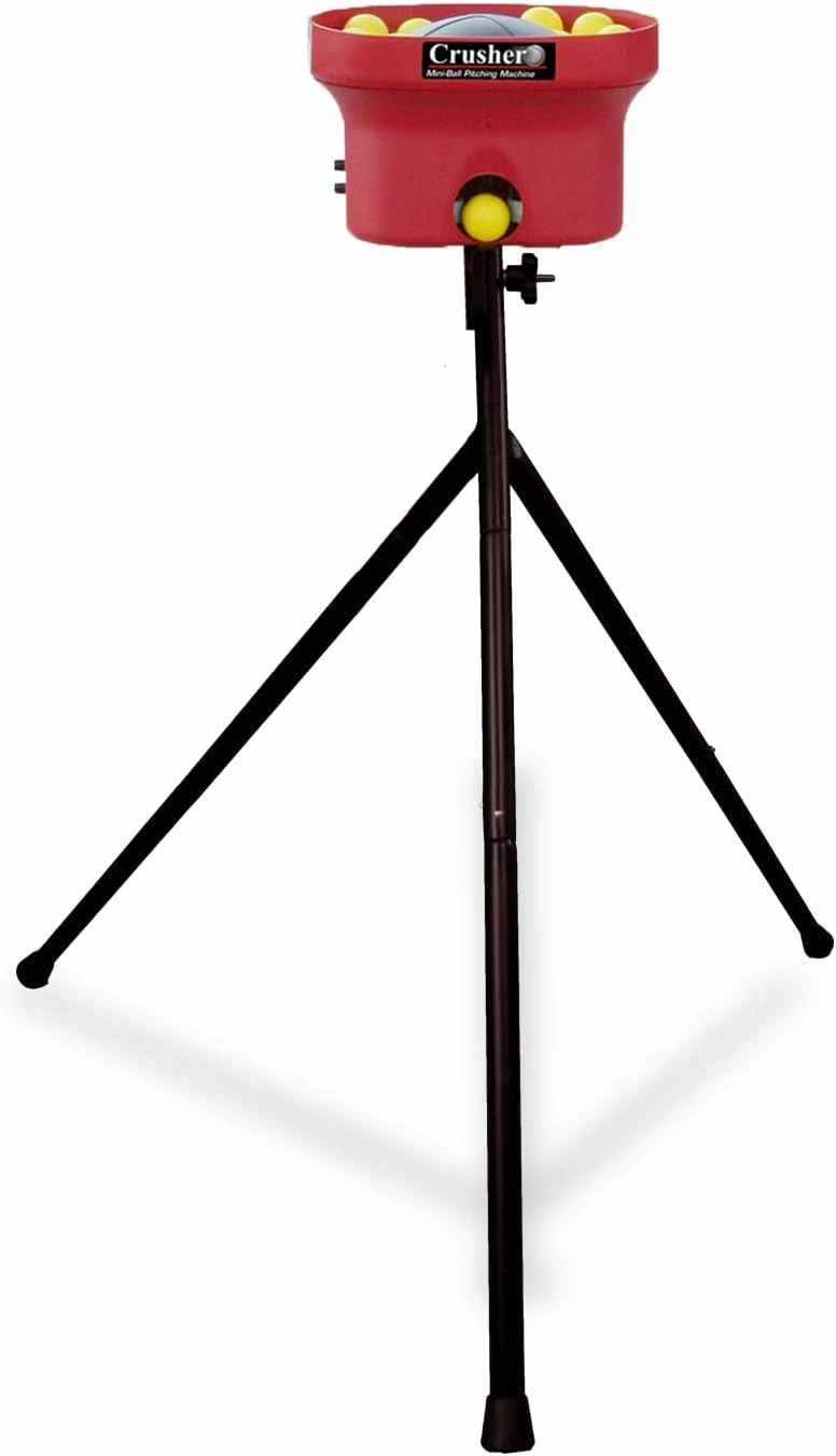 Heater Sports Crusher Pitching Machine – Pitches Fastballs & Curveballs | Accurate, Adjustable, Compact & High Performance | Includes 1 Dozen White Mini Balls, Ideal for Baseball & Softball Training