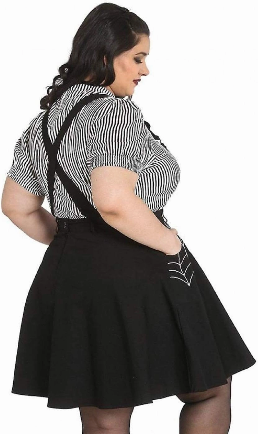 Hell Bunny Miss Muffet Black Bat Pinafore Dress