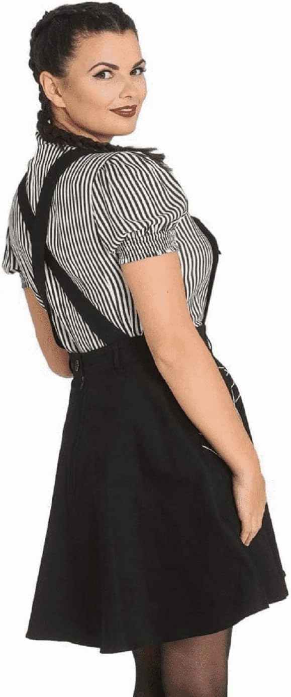 Hell Bunny Miss Muffet Black Bat Pinafore Dress