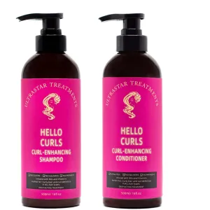 HELLO CURLS- HAIR DUO- CURLS DEFINING SET- Anti Frizz – Cruelty Free- Parabens Free- 2Bottles of 16.5oz