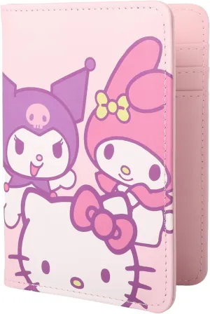Hello Kitty and Friends Pink Passport Holder for Travel Official License, Sanrio Passport Cover for Women