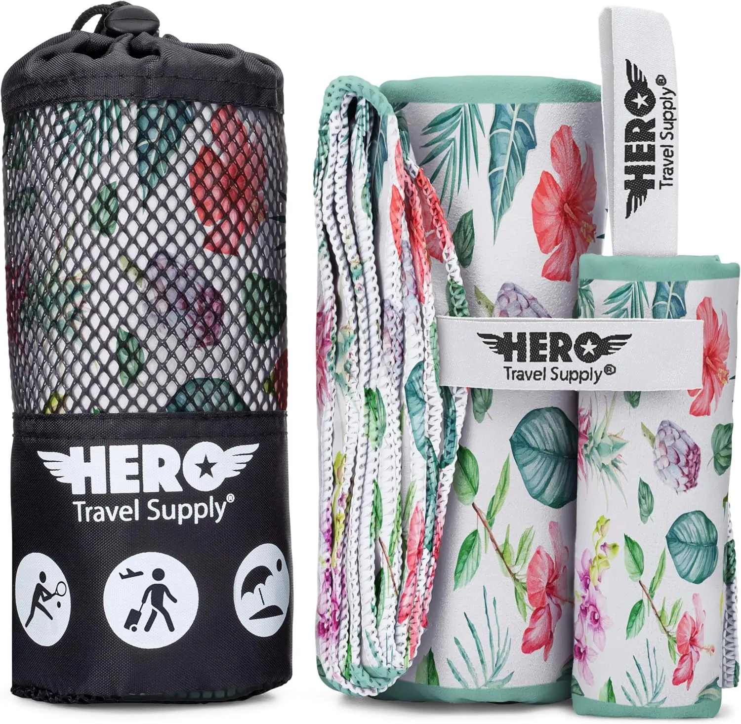 Hero Microfiber Towel, Camping, Beach, Gym, 24X48 (Includes Bonus Washcloth)