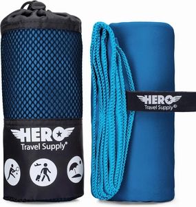 Hero Microfiber Large Beach Towel Compact for Travel (Blue, 40" x 72")