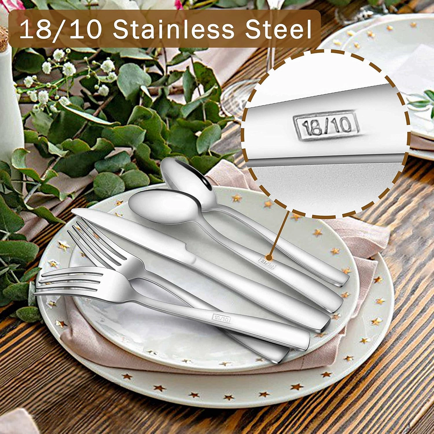 Herogo 18/10 Stainless Steel Silverware Set, 20-Piece Fancy Flatware Cutlery Set for 4, Modern Eating Utensils Tableware for Home Restaurant Wedding, Mirror Polished, Dishwasher Safe