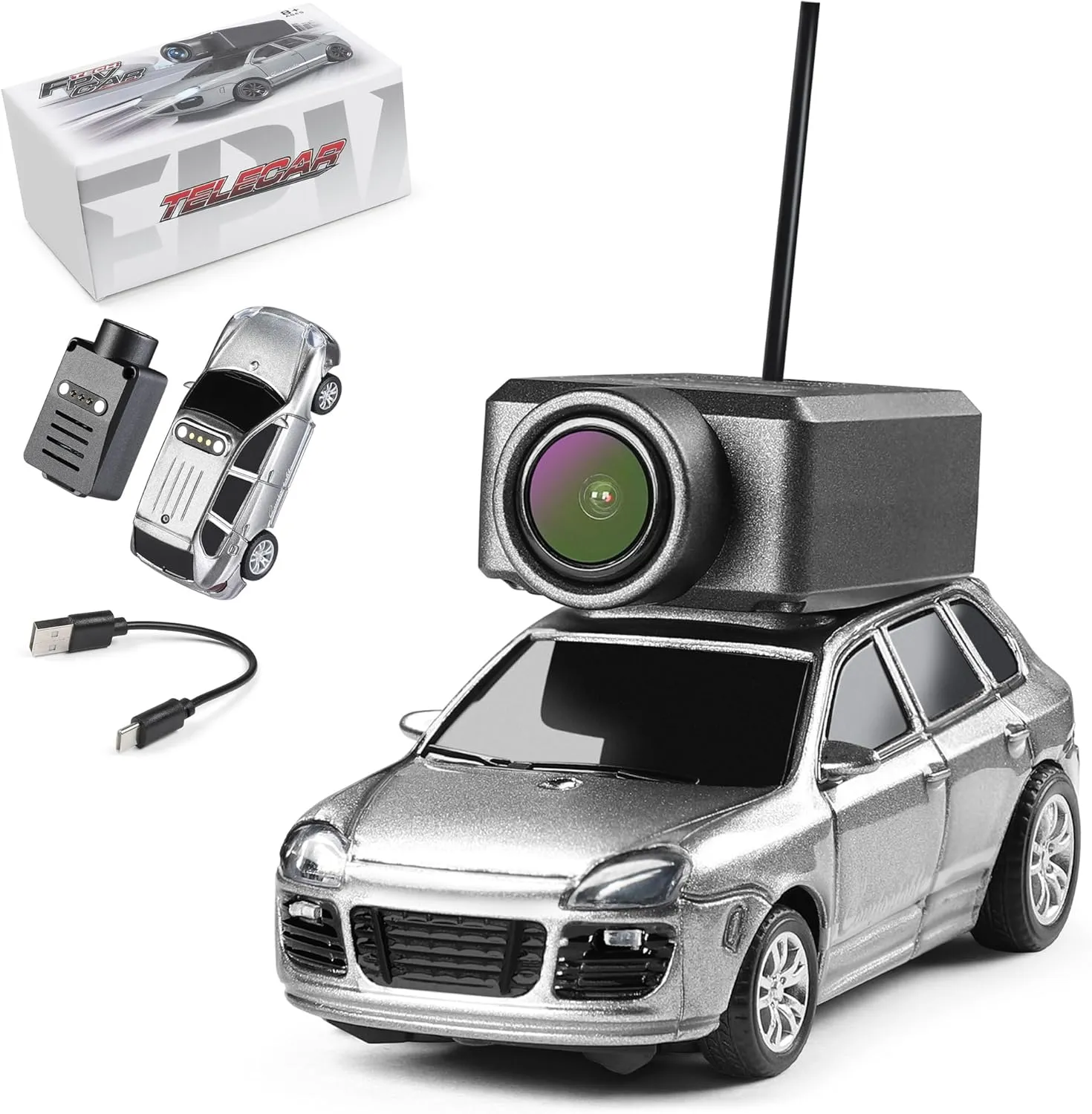 HI-REEKE FPV RC Car, 1/64 Mini Remote Control Drift Car with HD Camera for Adult-Silver