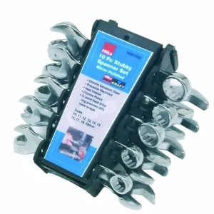 Hilka 10 Piece Combination Stubby Spanner Set Metric - Chrome Vanadium Steel