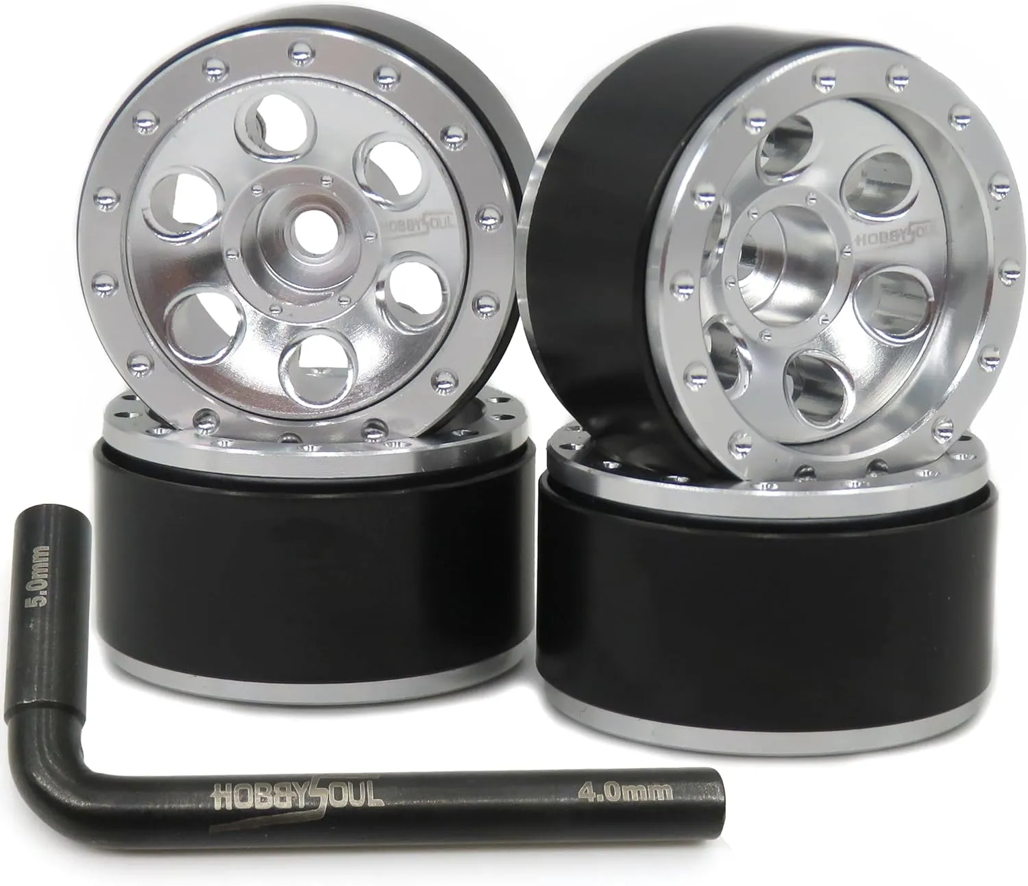 hobbysoul RC Adjustable Offset 1.0 Micro Beadlock Wheels Deep Dish Rims for 1/18 TRX4M 1/24 Crawler SCX24,(4-Pack