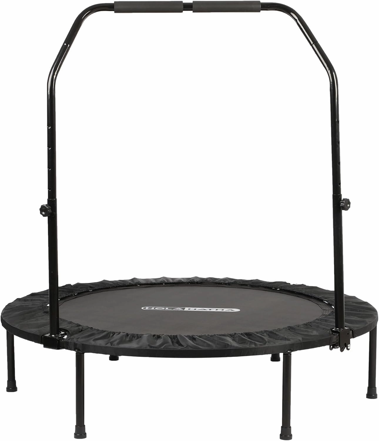 HolaHatha Portable Foldable Mini Trampoline Fitness Rebounder with 5 Level Adjustable Handle, Supports up to 440 Pounds