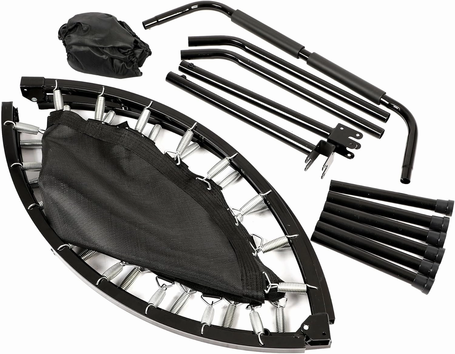 HolaHatha Portable Foldable Mini Trampoline Fitness Rebounder with 5 Level Adjustable Handle, Supports up to 440 Pounds