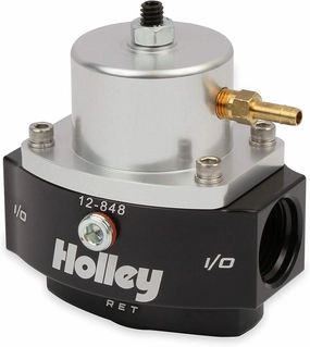 Holley 12-848 10AN Inlet / Outlet 8AN Return 40-70 PSI Billet Fuel Pressure Regulator, Black Anodized