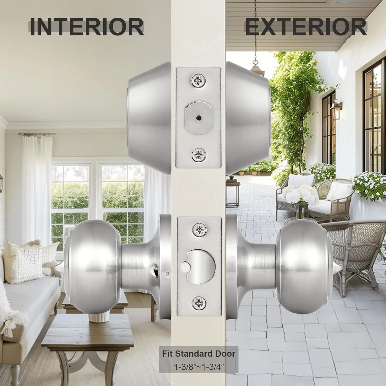 home improvement direct 1 Pack Keyed Alike Entry Door Knob and Deadbolt Set in Satin Nickel, Double Cylinder Deadbolt Door Lockset for Entrance Exterior Gate and Front Door