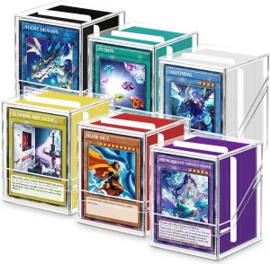 Homthy 6 Pack Card Deck Boxes, Card Deck Cases with 600 PCS Matte Card Sleeves, Commander Deck Boxes Trading Card Storager Fit for MTG, TCG, Sport Cards (6 colors)