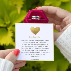 Hope Rings – Just Breathe Ring (1 Pcs) – Adjustable Tarnish-Free 304 Stainless Steel Ring – Heartfelt Gifts for Women