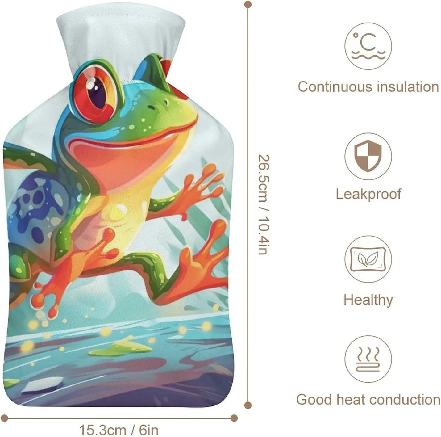 Hot Water Bottle with Soft Cover, Plant 1L Warm Water Bag for Menstrual Cramps, Animal Neck and Shoulder Pain Relief, Ideal for Hand & Feet Warmer for Kids, Men & Women, Hot & Cold Compress