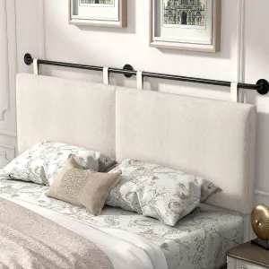 HouseMila Headboard for King Size Bed, Wall Mounted Headboard with Fine Linen Upholstery and Button Tufting, Adjustable Heigh Headboard for Bedroom (Beige, King)