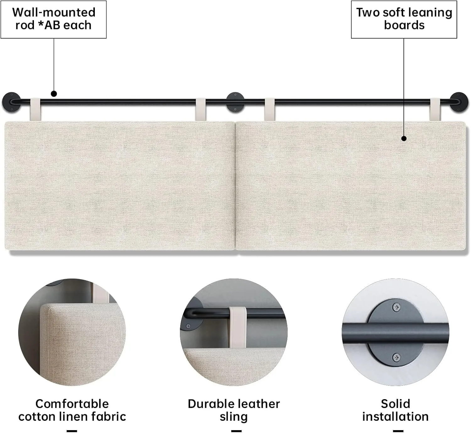 HouseMila Headboard for King Size Bed, Wall Mounted Headboard with Fine Linen Upholstery and Button Tufting, Adjustable Heigh Headboard for Bedroom (Beige, King)