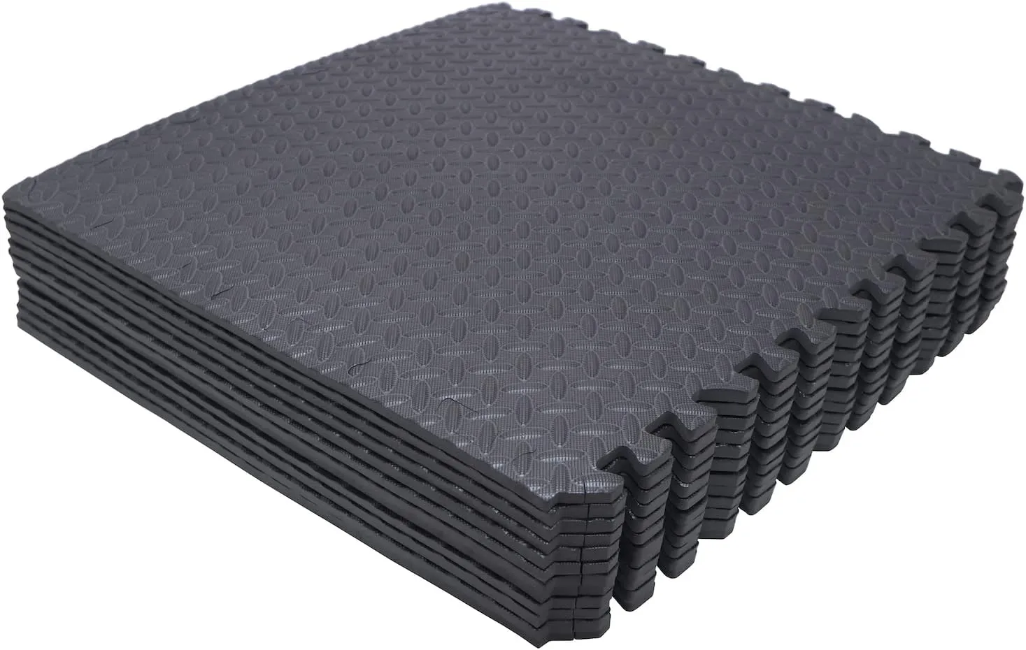 HTTMT- 12X(48 Sqft) Black Gym Floor Mat 24x24 EVA Foam Interlocking Exercise Fitness Puzzle Floor Gym Yoga Mat Workout Pad [P/N: MTET-HOME012-12PC]