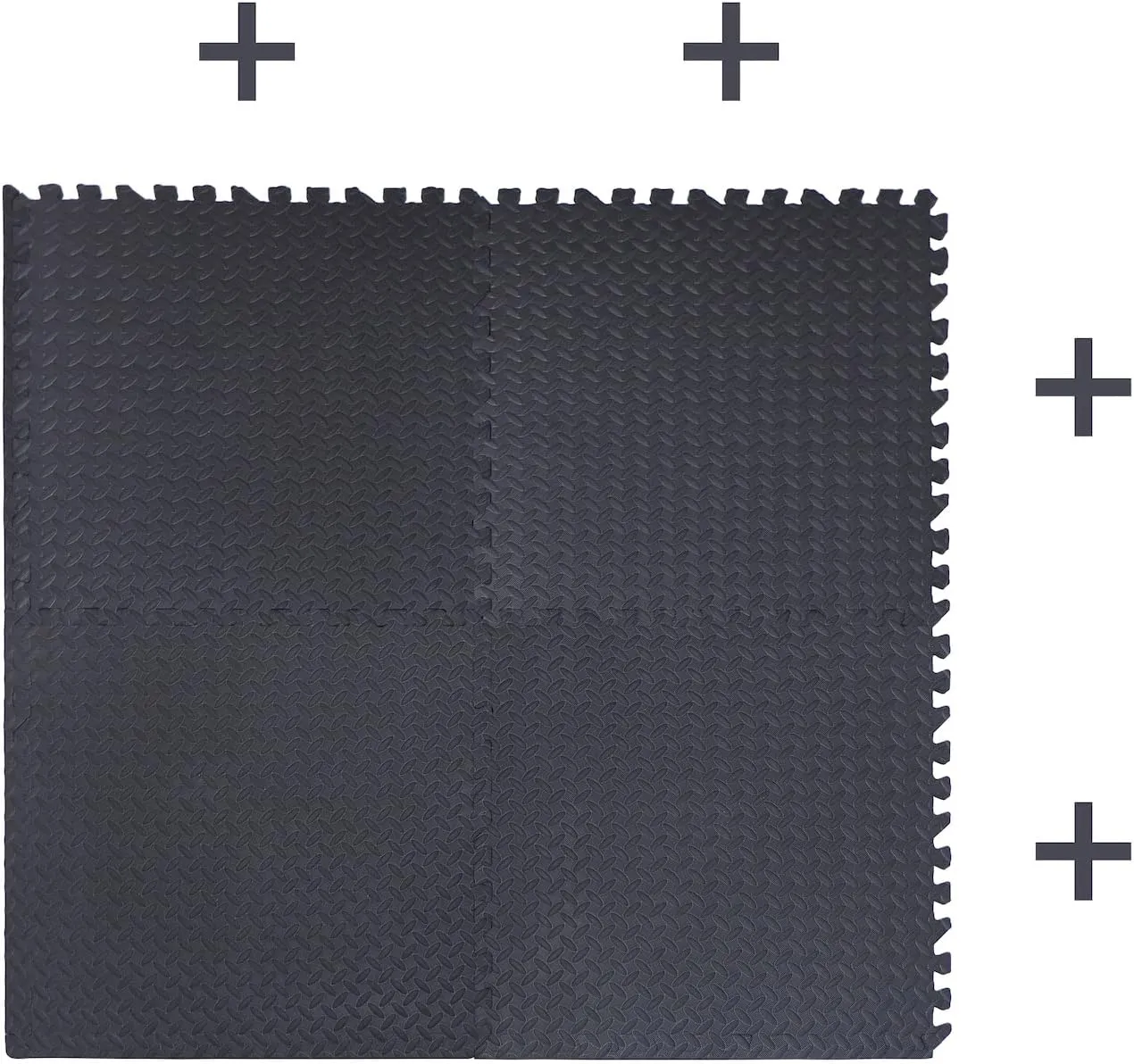 HTTMT- 12X(48 Sqft) Black Gym Floor Mat 24x24 EVA Foam Interlocking Exercise Fitness Puzzle Floor Gym Yoga Mat Workout Pad [P/N: MTET-HOME012-12PC]