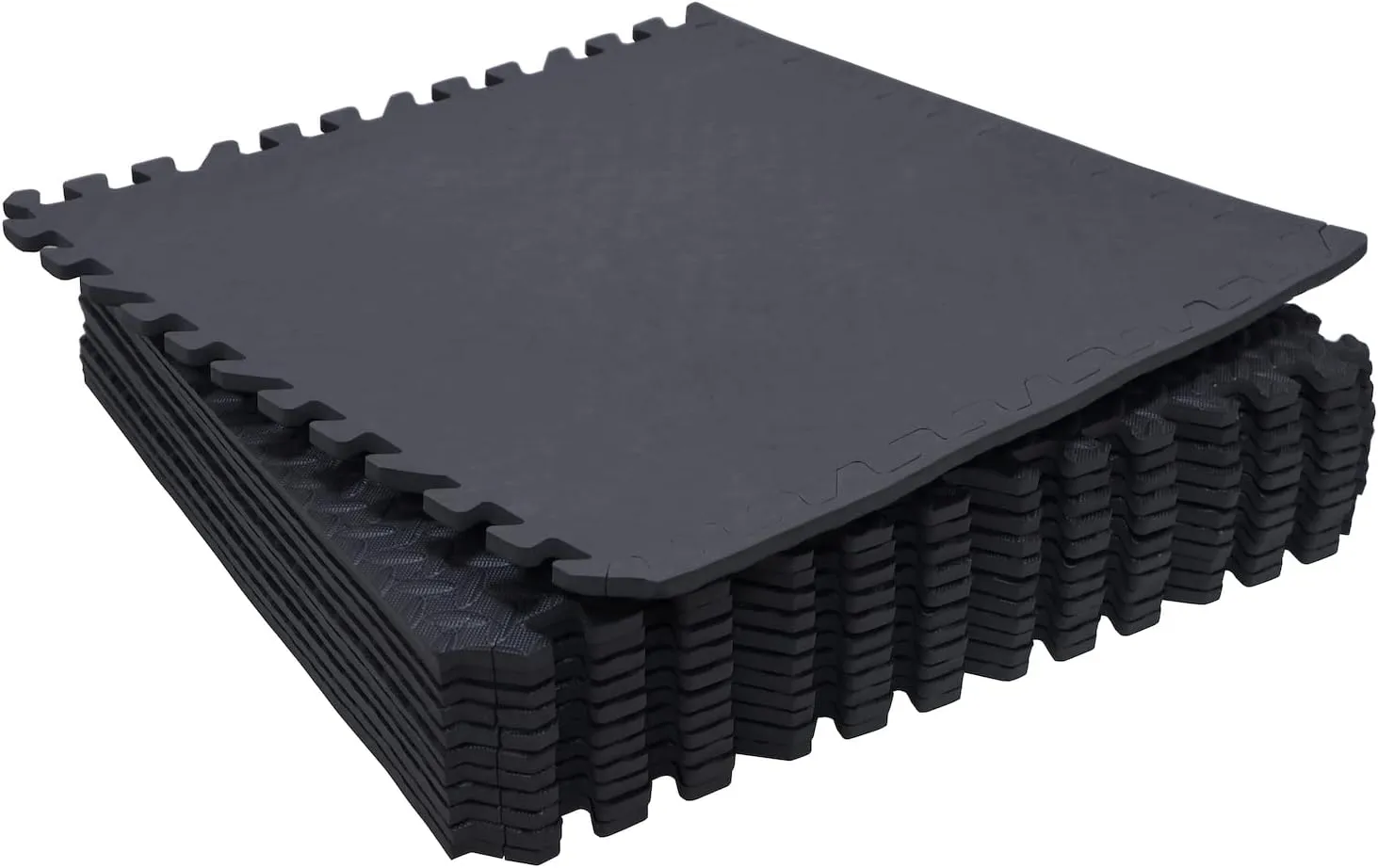 HTTMT- 12X(48 Sqft) Black Gym Floor Mat 24x24 EVA Foam Interlocking Exercise Fitness Puzzle Floor Gym Yoga Mat Workout Pad [P/N: MTET-HOME012-12PC]