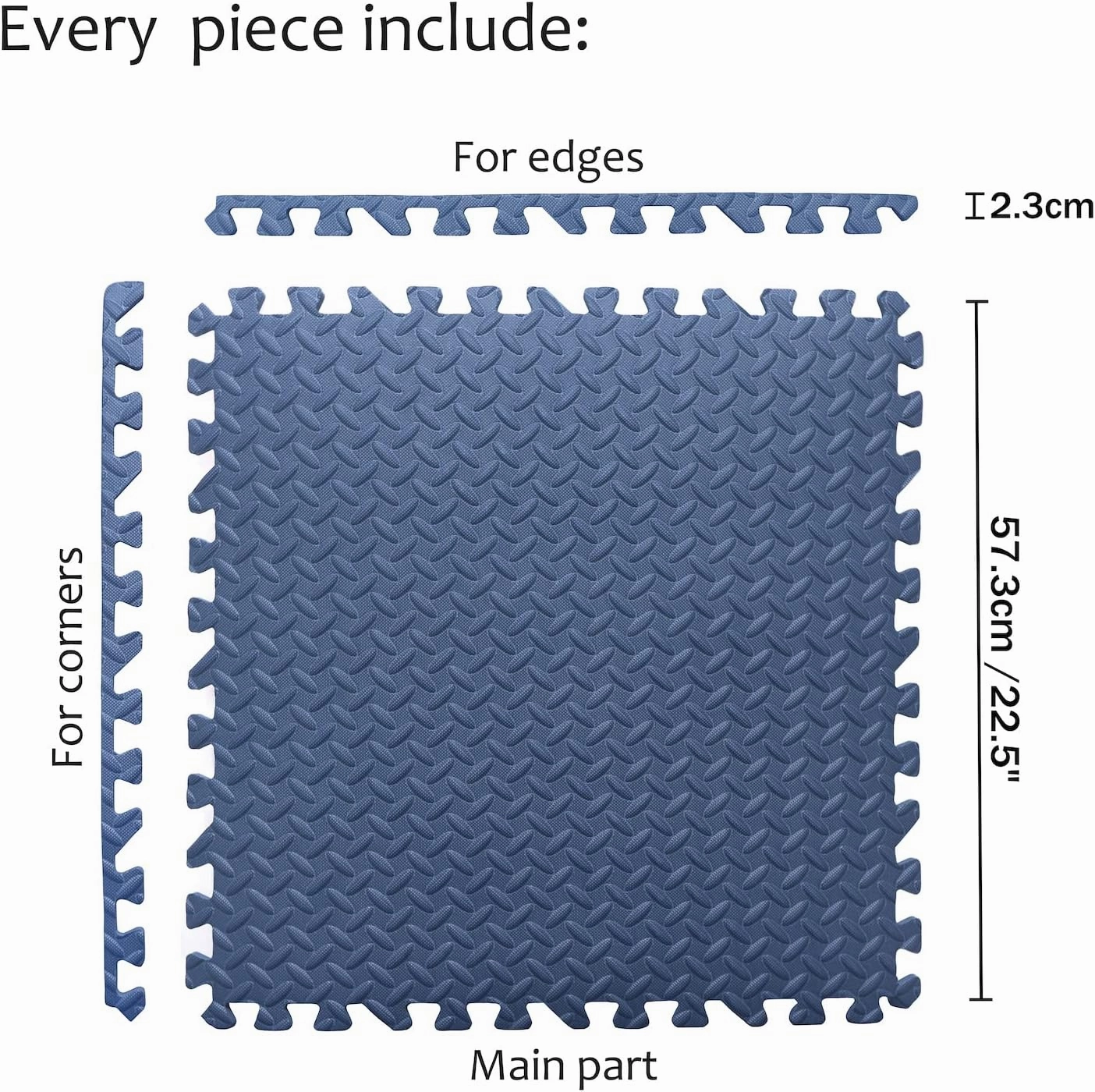 HTTMT- 12X(48 Sqft) Blue Gym Floor Mat 24x24 EVA Foam Interlocking Exercise Fitness Puzzle Floor Gym Yoga Mat Workout Pad [P/N: MTET-HOME012-12PC]