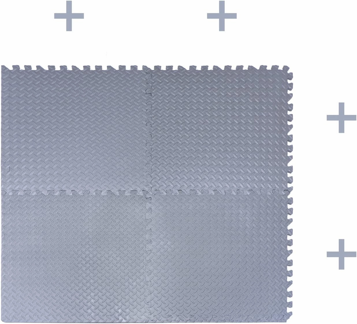 HTTMT- 12X(48 Sqft) Gray Gym Floor Mat 24x24 EVA Foam Interlocking Exercise Fitness Puzzle Floor Gym Yoga Mat Workout Pad [P/N: MTET-HOME012-12PC]