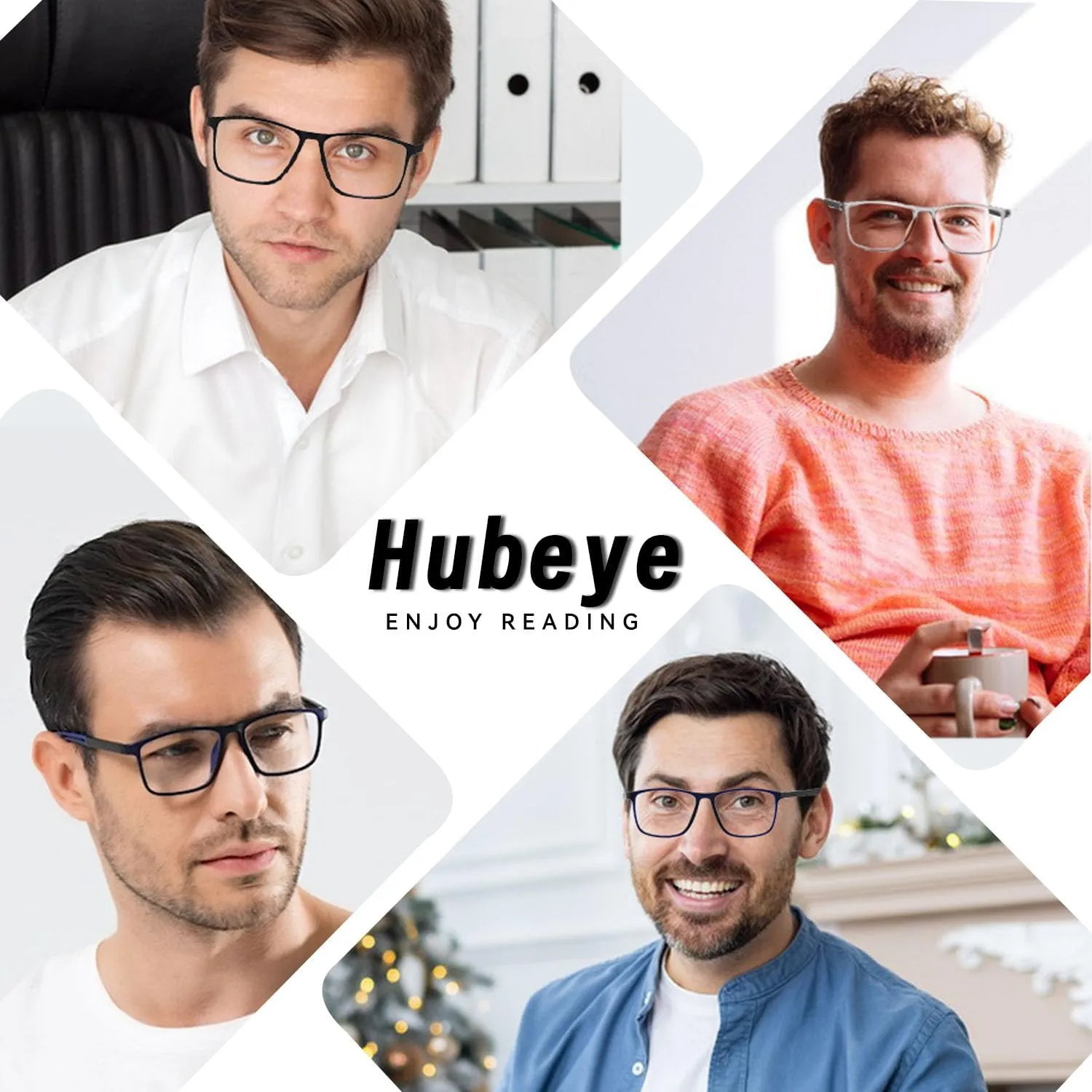 Hubeye 5 Pairs TR90 Sports Reading Glasses for Men and Women Ultralight Flexible Anti-Blue Light Readers  2.0