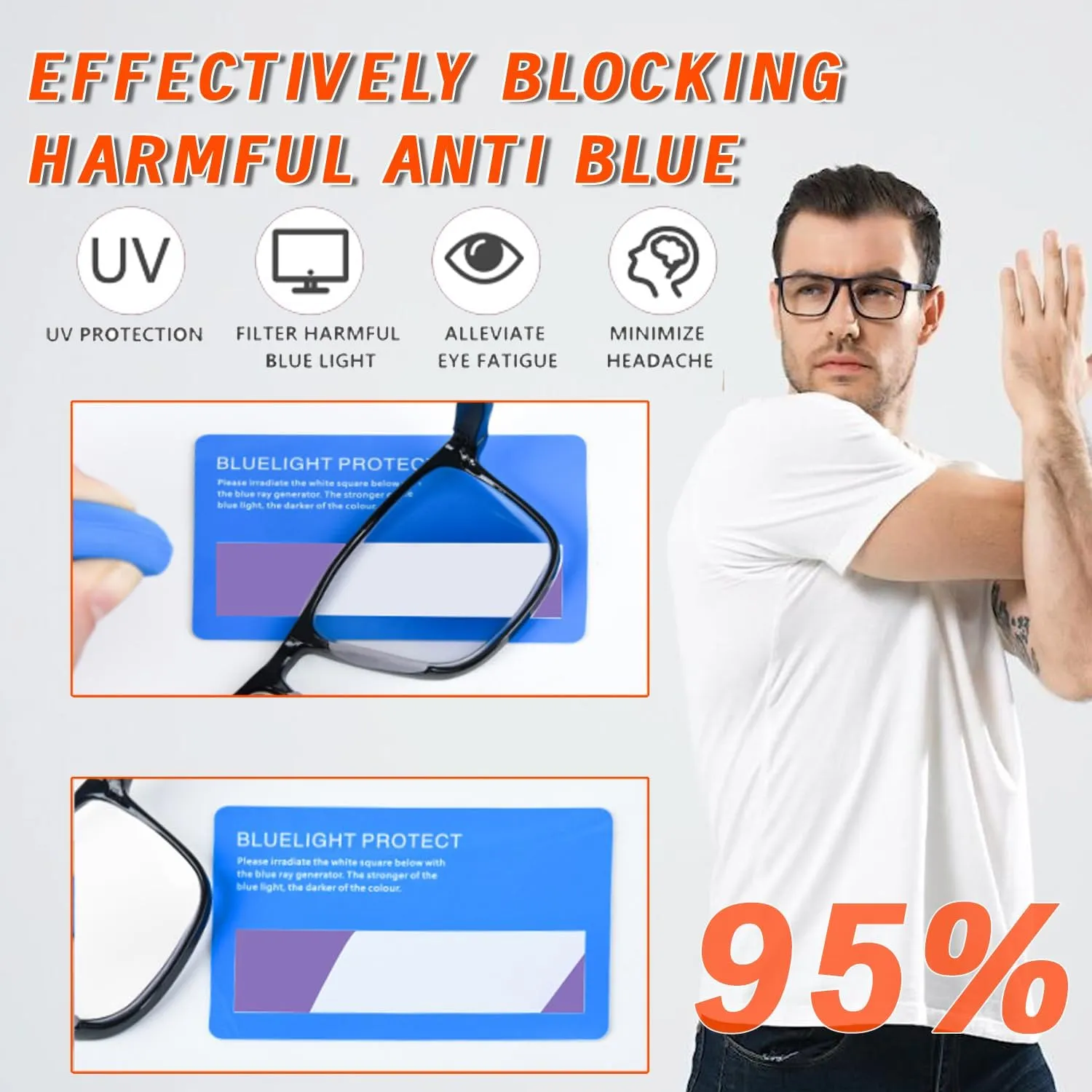 Hubeye 5 Pairs TR90 Sports Reading Glasses for Men and Women Ultralight Flexible Anti-Blue Light Readers  2.0