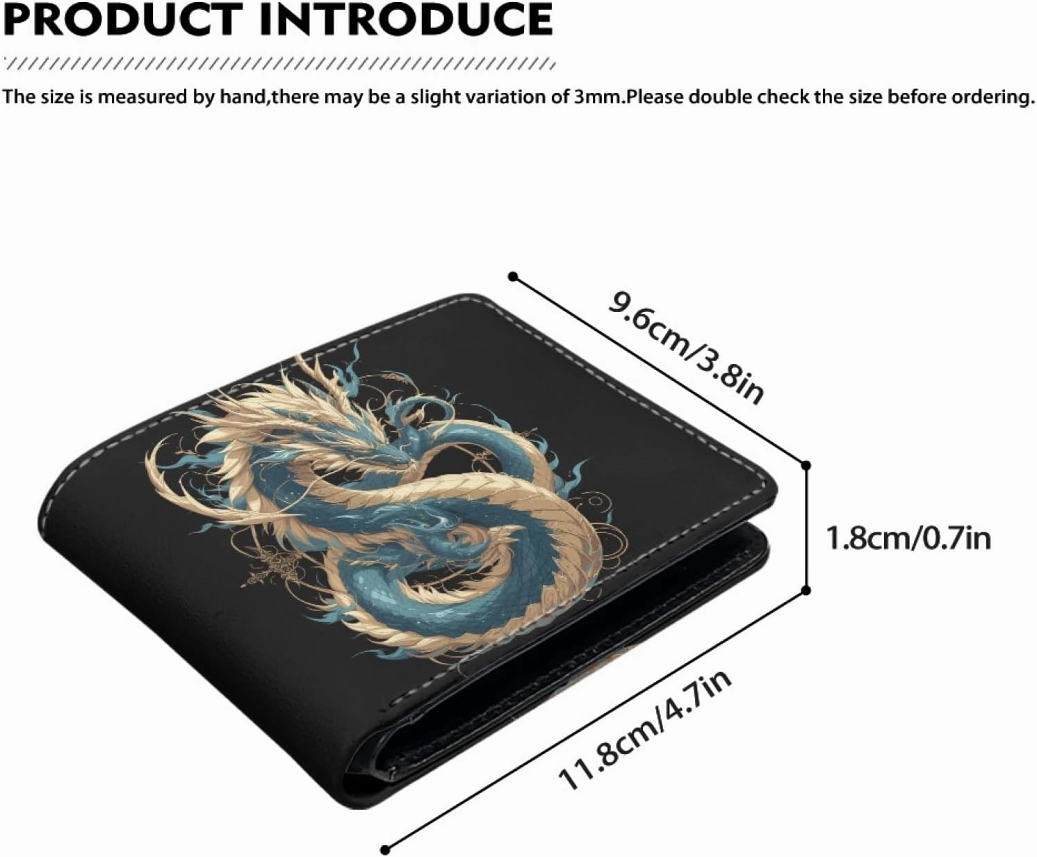 HUIACONG Cool Dragon Men's Pu Leather Cash Storage Pocket - Loong Print Minimalist Men's Wallet - Father's Day Credit Card Cash Holder for Daily Use