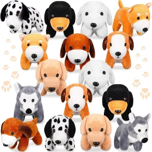 HyDren 16 Pcs Plush Animals Bulk Operation Small Cat Dog Plush Pet Stuffed Mini Kitten Puppy Toys for Birthday Animal Party Favors(Standing Dog)