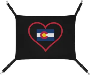 I Love Colorado Red Heart Cat Hanging Hammock Soft Breathable Pet Cage Dog Hammock with Adjustable Straps and Metal Hooks