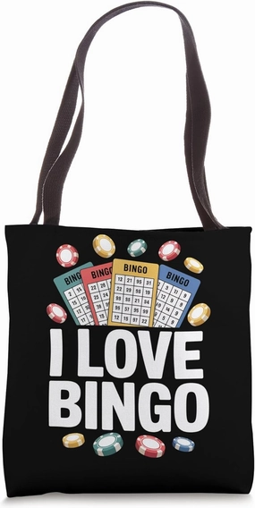 I Love Bingo Card Chips Fun Game Tote Bag