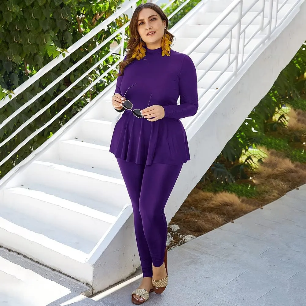 IBAKOM Muslim Swimsuit for Women Rash Guard Set 3 Pieces Long Sleeve Modest Swimwear with Swim Cap Surfing Bathing Suit