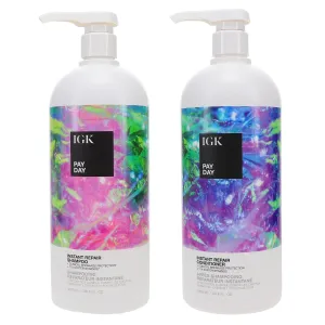 IGK Pay Day Instant Repair Shampoo and Conditioner Set | Bond-Building   Damage Repair | Vegan   Cruelty Free | Set of 2