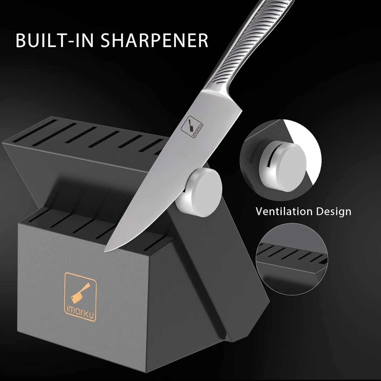imarku Knife Set - Knife Sets for Kitchen with Block, 14PCS High Carbon Stainless Steel Kitchen Knife Set, Dishwasher Safe Knife Block Set with Ergonomic Handle
