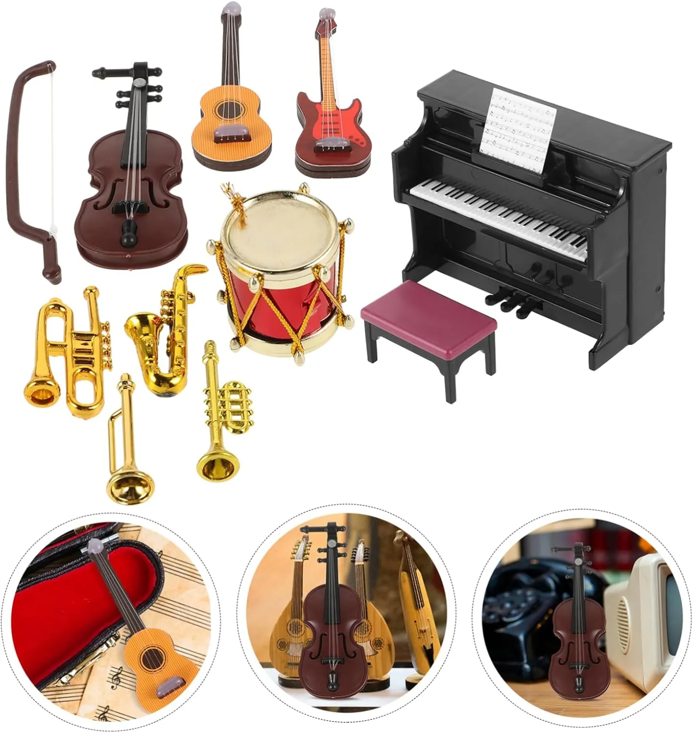 IMIKEYA 1 Set Miniature Music Instrument Decoration for Dollhouse Realistic Props for Mini Scenes and Photography Compact Lightweight Safe for Music Themed Displays