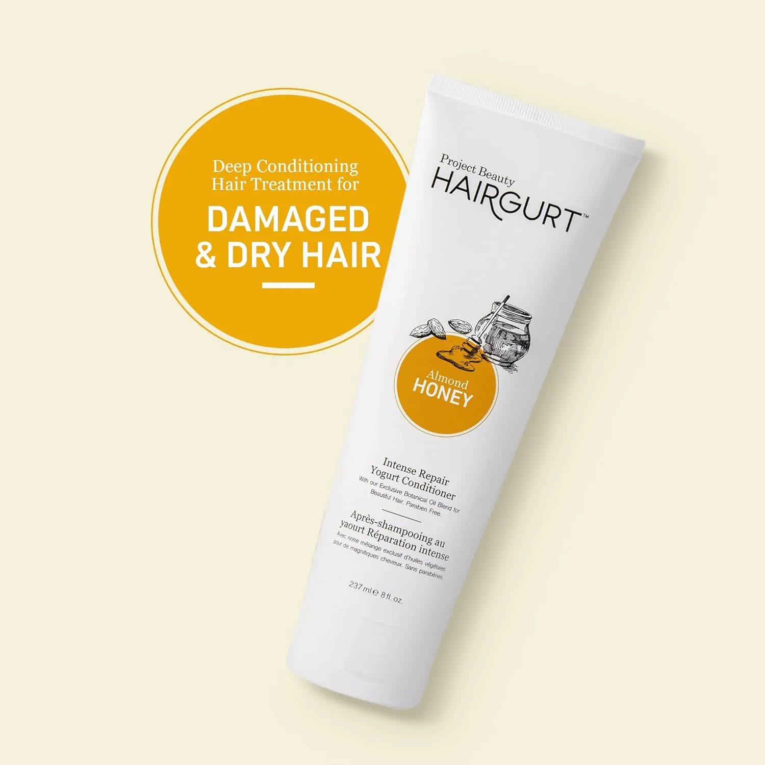 Intense Repair Almond-Honey Conditioner Set, Natural 3-Piece - Shampoo, Conditioner, Hair Mask for Dry, Damaged, Frizzy Hair & Growth, 8.0 fl oz