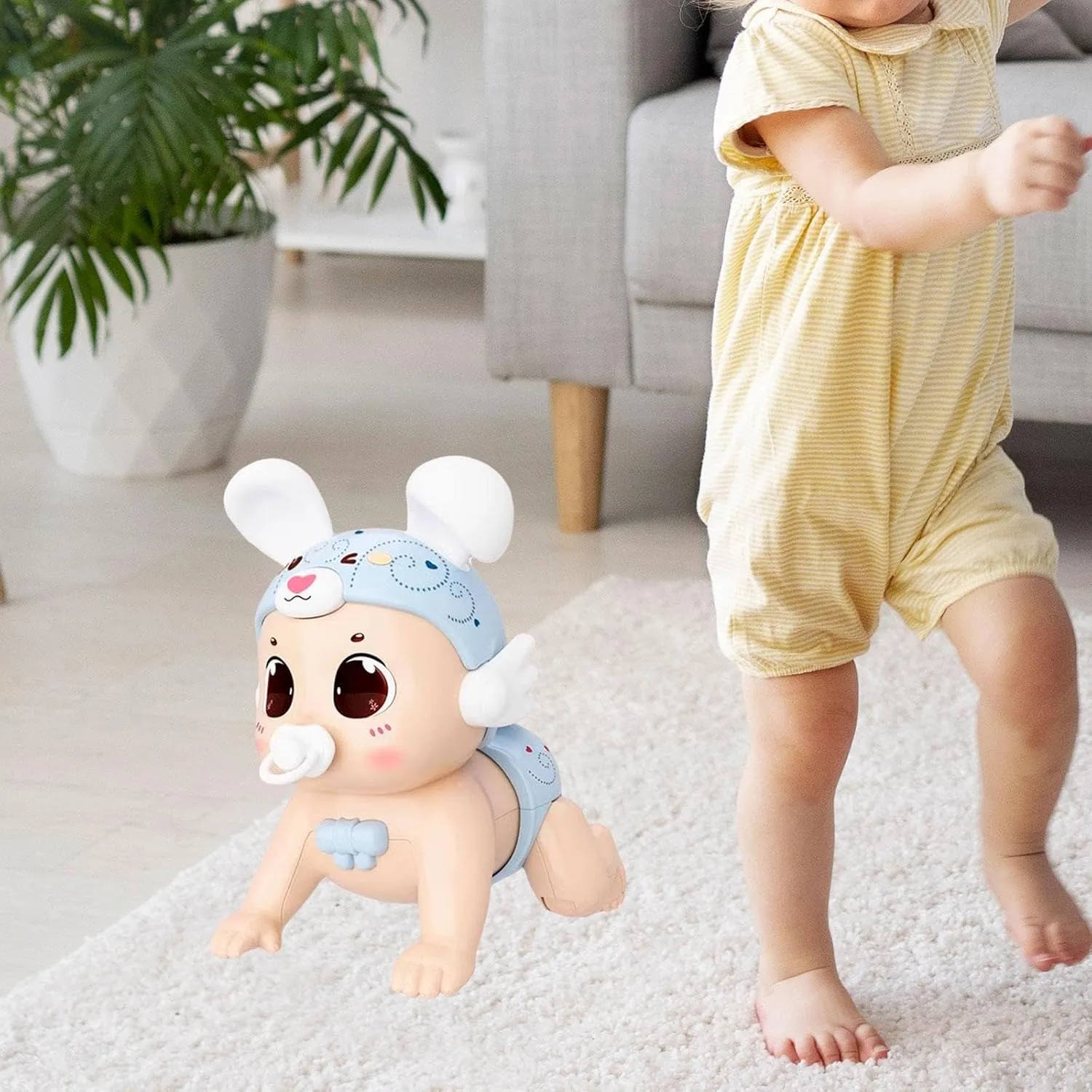 Interactive Baby Doll Toy with Musical Features for Infants, Blue
