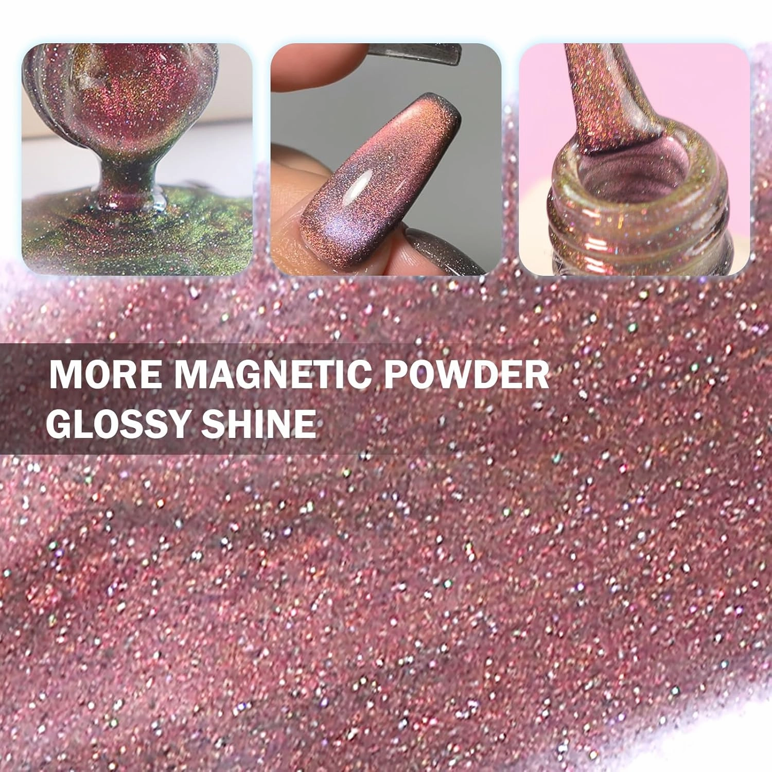 Interstellar Sheer Cat Eye Gel Polish Kit 6 Colors with Free Base Top Coat, Glitter Reflective Diamond Holographic Gel Polish with Magnet, Salon Quality Soak off UV Nail Gel Polish