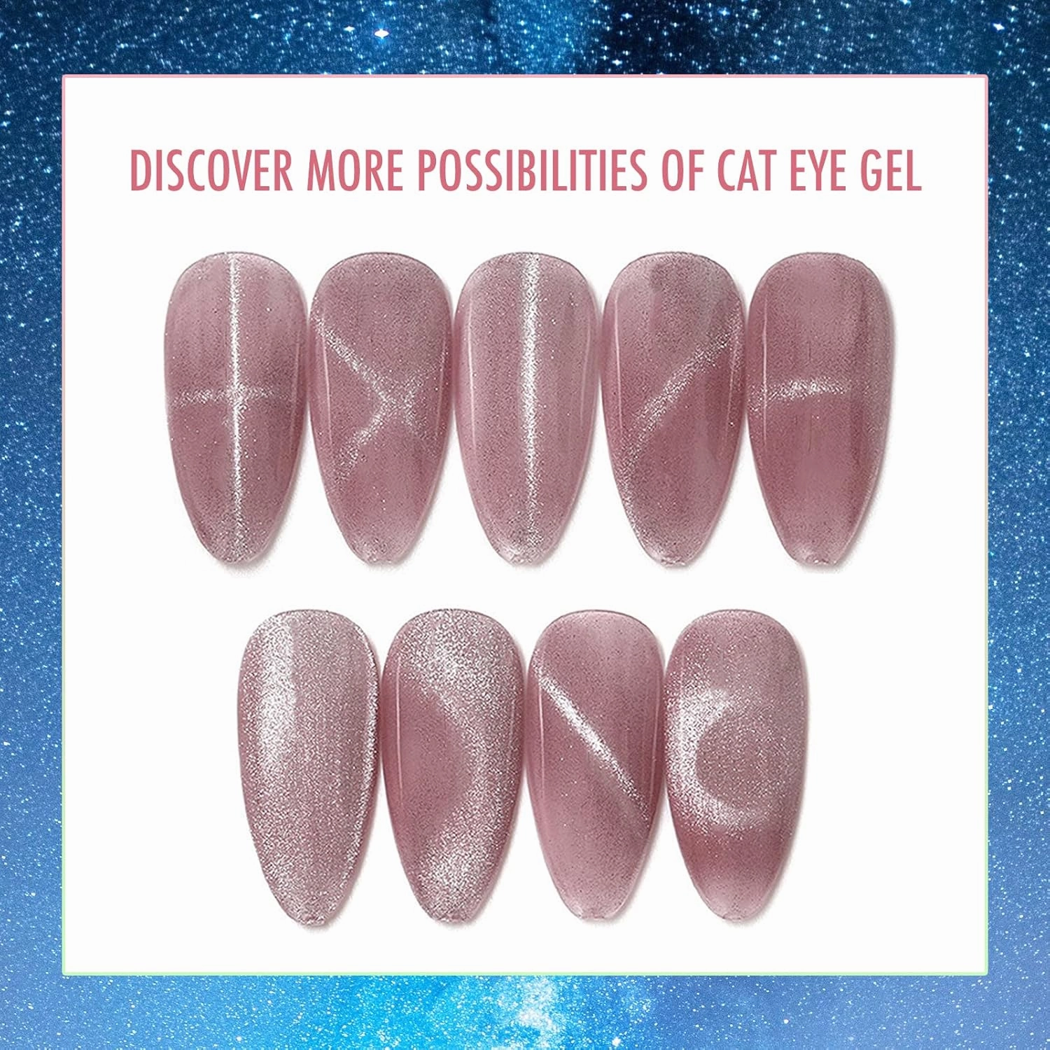 Interstellar Sheer Cat Eye Gel Polish Kit 6 Colors with Free Base Top Coat, Glitter Reflective Diamond Holographic Gel Polish with Magnet, Salon Quality Soak off UV Nail Gel Polish