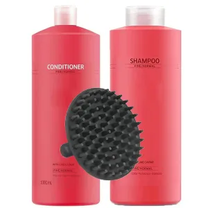 Invigo Brilliance Shampoo & Conditioner 1 Liter Duo Set   M Hair Designs Scalp Brush – Color-Safe, Shine-Enhancing, Sulfate-Free Hair Care for Normal Hair