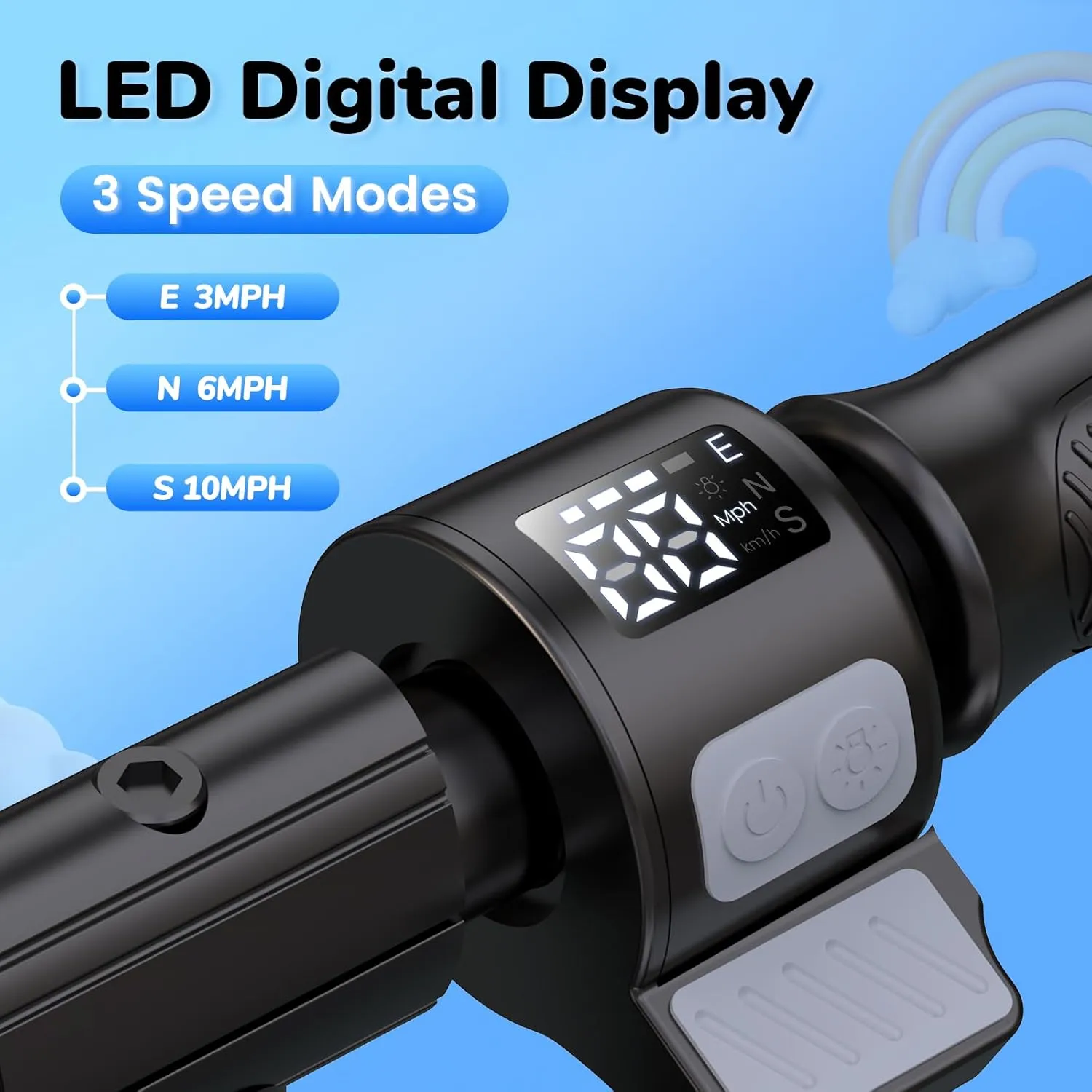 iScooter IK3/IK3Pro Electric Scooter for Kids Ages 6-12, 150W Motor, LED Display, 3 speeds Adjustable,3 Adjustable Heights(IK3Pro),Colorful Lights, Double Brake,Magnetic Charging